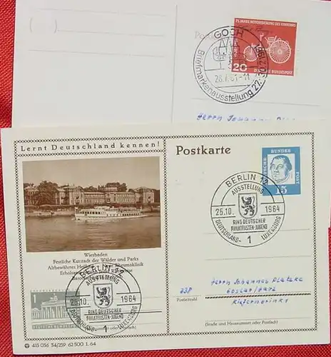 () 6 Postkarten mit Sonderstempeln Philatelie, Post, Briefmarken, 1961 - 1964