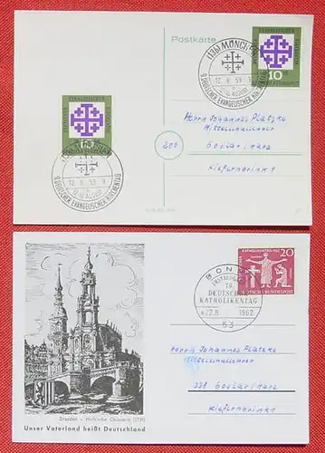 (1042031) 4 Postkarten mit Sonderstempeln RELIOGION / Kirche 1959-1962