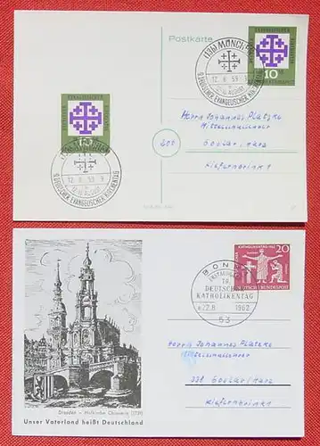 () 4 Postkarten mit Sonderstempeln RELIOGION / Kirche 1959-1962