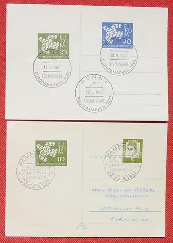 (1042032) 4 Postkarten mit Sonderstempeln zum Thema EUROPA, 1961-1963