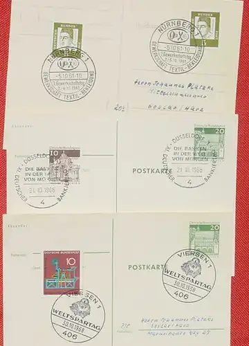 (1042034) 6 Postkarten mit Sonderstempeln zum Thema WIRTSCHAFT, 1961-1969