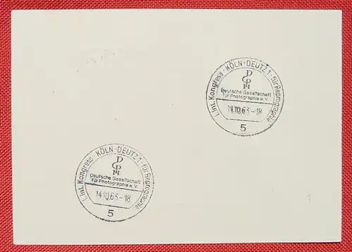 (1042037) Postkarte mit Sonderstempeln zum Thema Photographie. Koeln-Deutz 1963
