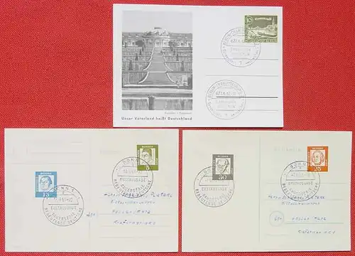 () 3 Postkarten mit Sonderstempeln Bonn 1961 u. Berlin 1962