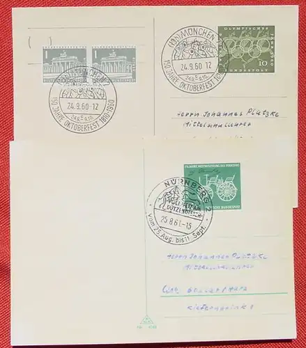(1042043) 3 x Postkarten mit Sonderstempeln zum Thema Volksfeste, 1960-1961