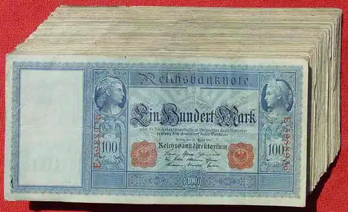 () Deutsches Reich. 100 x 100 Reichsmark 1910 / wenige 1908-09. Geldscheine # nlvnoten