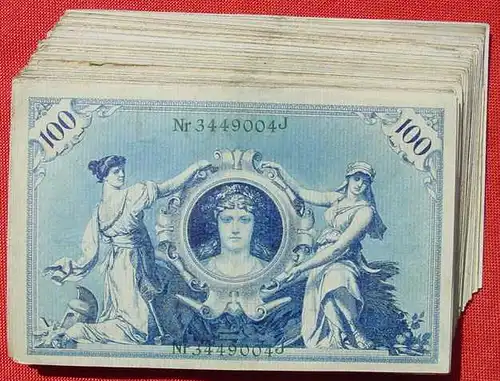 () Deutsches Reich. 100 x 100 Reichsmark, Berlin 7. Feb. 1908. Geldscheine # nlvnoten