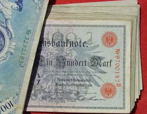 () Deutsches Reich. 100 x 100 Reichsmark, Berlin 7. Feb. 1908. Geldscheine # nlvnoten