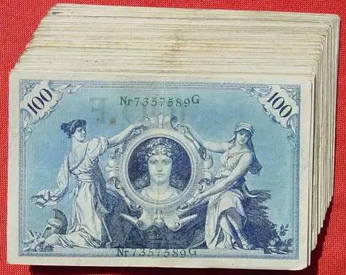 () Deutsches Reich. 100 x 100 Reichsmark, Berlin 7. Feb. 1908. Geldscheine # nlvnoten