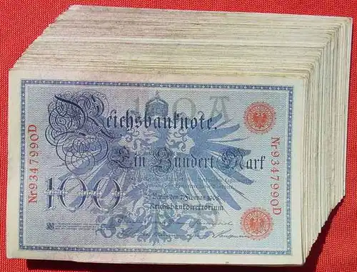 (1042058) Deutsches Reich. 100 x 100 Reichsmark, Berlin 7. Feb. 1908. Geldscheine # nlvnoten