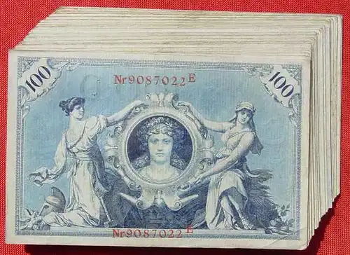 () Deutsches Reich. 100 x 100 Reichsmark, Berlin 7. Feb. 1908. Geldscheine # nlvnoten