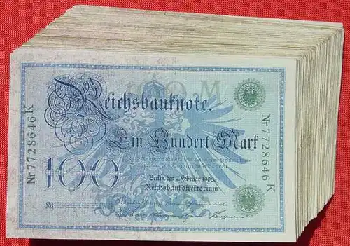 (1042060) Deutsches Reich. 100 x 100 Reichsmark, Berlin 7. Feb. 1908. Geldscheine # nlvnoten