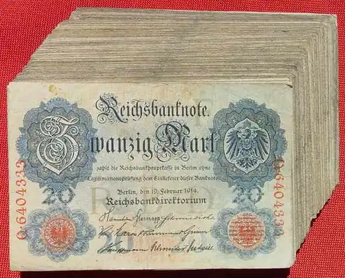 (1042061) Deutsches Reich. 100 x 20 Reichsmark 1914 (meist). Geldscheine # nlvnoten