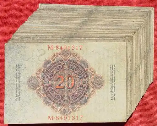 () Deutsches Reich. 100 x 20 Reichsmark 1914 (meist). Geldscheine # nlvnoten