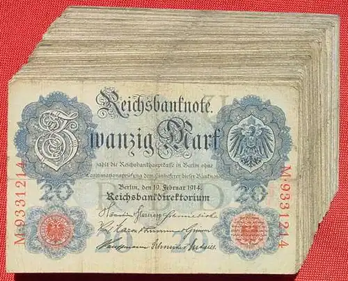 () Deutsches Reich. 100 x 20 Reichsmark 1914 (meist). Geldscheine # nlvnoten