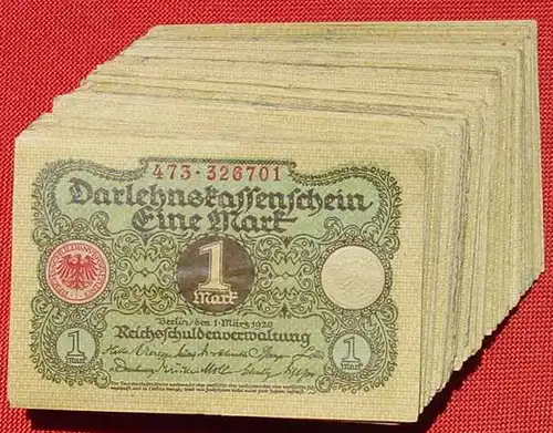 () Deutsches Reich. 100 x 1 Reichsmark, Berlin 1. 3. 1920. Geldscheine # nlvnoten