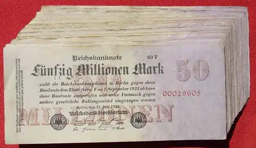 () Deutsches Reich. 100 x 50 Millionen Reichsmark, Berlin 23. Juli 1923. Geldscheine # nlvnoten