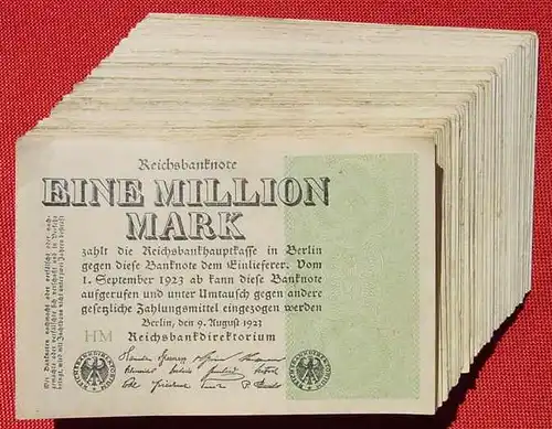 () Deutsches Reich. 100 x 1 Million Reichsmark, Berlin 9. Aug. 1923. Geldscheine # nlvnoten