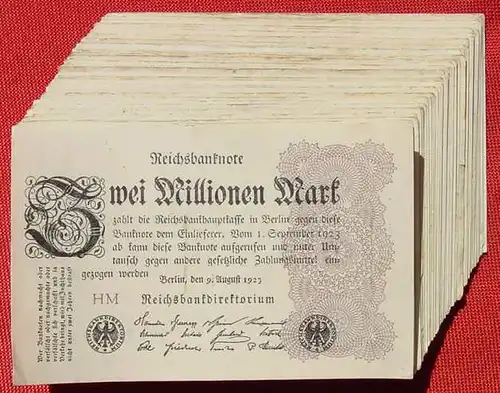 (1042073) Deutsches Reich. 100 x 2 Millionen Reichsmark, Berlin 9. Aug. 1923. Geldscheine # nlvnoten