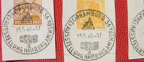 () SST Ausstellung Hamburg am Werk 25. 5. 1948 auf 17 Briefstuecken Mi. 943-958