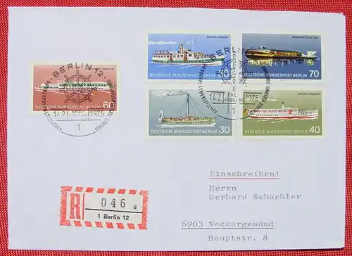 (1042144) E-Briefkuvert. Berlin 1975 Schiffe. Sonderstempel Erstausgabetag