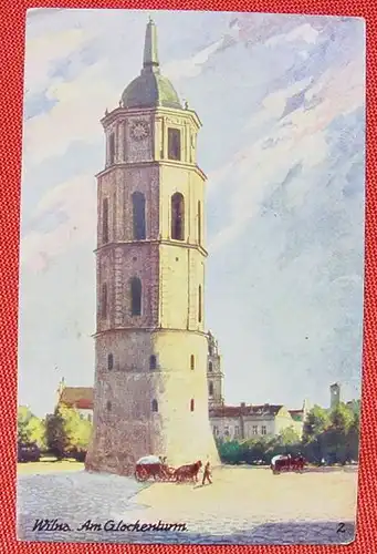 () Postkarte 1918. Wilna. Glockenturm. Stempel : Versprengtensammelstelle Wilna