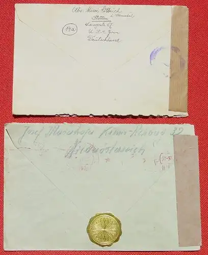 () 2 Kuverts Zensurpost 1947, 1949, div. Stempel, z. B. US Civil Censorship Munich, Oesterreichische Zensurstelle