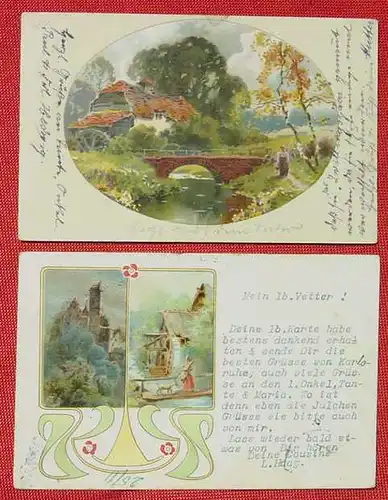 (1042205) 4 x Postkarten Motiv : Wassermuehlen. 1902-1931