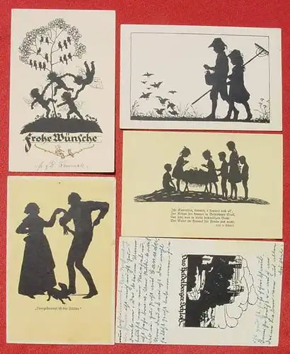 (1042209) Scherenschnitte. Schattenrisse. 14 Postkarten 1912-1943