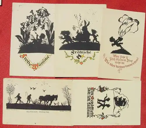 (1042209) Scherenschnitte. Schattenrisse. 14 Postkarten 1912-1943
