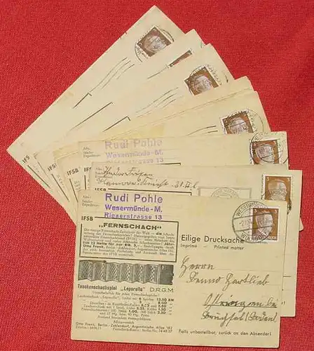 (1042210) 14 x Postkarten "Fernschach" 1942-1943. Gebraucht u. ausgefuellt