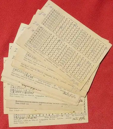 (1042210) 14 x Postkarten "Fernschach" 1942-1943. Gebraucht u. ausgefuellt