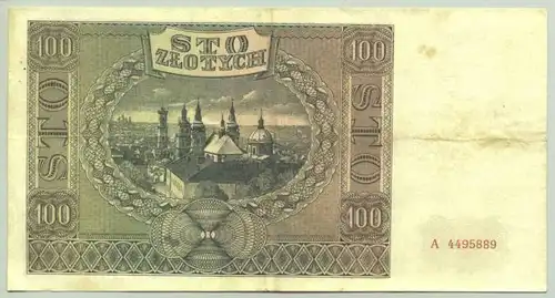 () Original-Geldschein ueber 100 Zloty, Krakau 1941. # Banknote