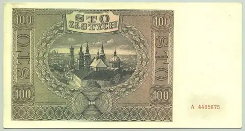 () Original-Geldschein ueber 100 Zloty, Krakau 1941. # Banknote