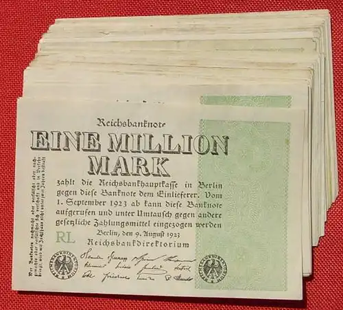 (1042090) 50 x 1 Million Reichsmark, Berlin 9. 8. 1923. Reichsbanknoten, Ro. 101