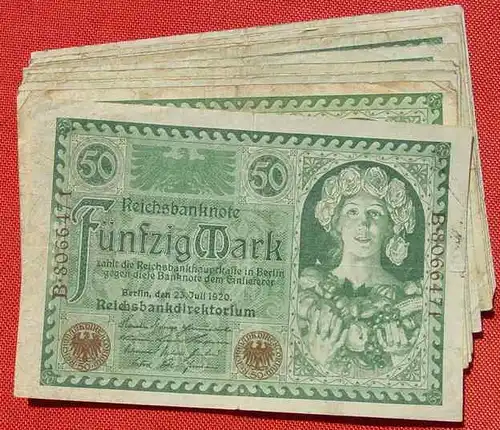() 11 x 50 Reichsmark, Berlin 23. 6. 1920. Reichsbanknoten, Ro. 66