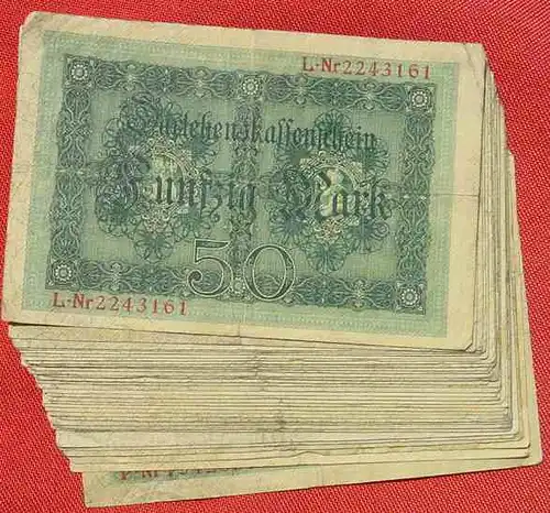 () 33 x 50 Reichsmark, Berlin 5. 8. 1914. Reichsbanknoten, Ro. 50, Darlehenskassenscheine