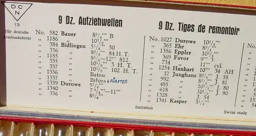 () Armbanduhren Ersatzteile Aufziehwellen DCN No. 1 u. No. 13