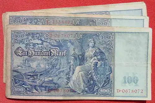 () 13 Banknoten zu je 100,00 Reichsmark, Berlin 1909. Ro. 38. Deutsches Reich. Geldscheine # nlvnoten