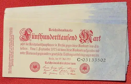 (1042264) 13 Banknoten zu je 500.000 Reichsmark, Berlin 1923. Ro. 91 a. Deutsches Reich. Geldscheine # nlvnoten