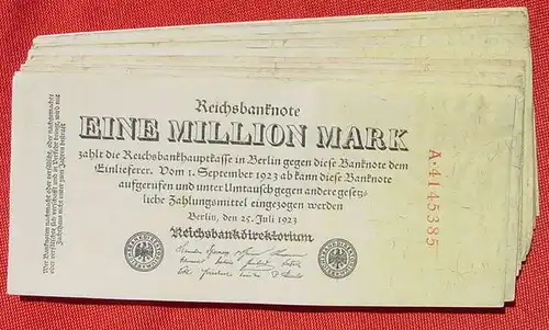 (1042267) 16 Banknoten zu je 1 Million Reichsmark, Berlin 1923. Ro. 92. Deutsches Reich. Geldscheine # nlvnoten