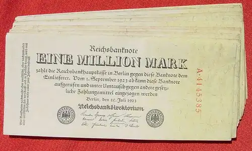 () 16 Banknoten zu je 1 Million Reichsmark, Berlin 1923. Ro. 92. Deutsches Reich. Geldscheine # nlvnoten