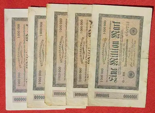 (1042270) 11 Banknoten zu je 1 Million Reichsmark, Berlin 1923. Ro. 93. Deutsches Reich. Geldscheine # nlvnoten