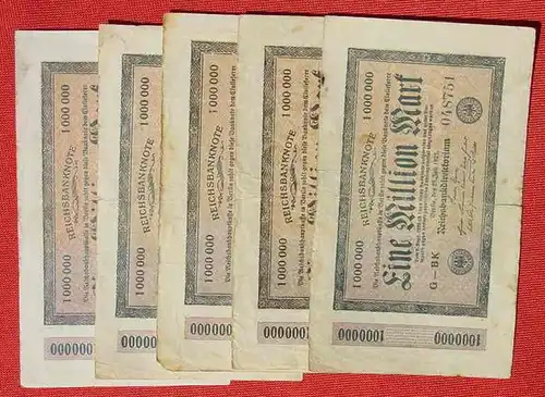 () 11 Banknoten zu je 1 Million Reichsmark, Berlin 1923. Ro. 93. Deutsches Reich. Geldscheine # nlvnoten