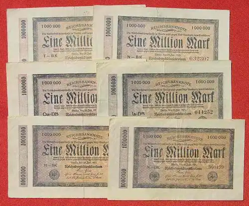 () 11 Banknoten zu je 1 Million Reichsmark, Berlin 1923. Ro. 93. Deutsches Reich. Geldscheine # nlvnoten