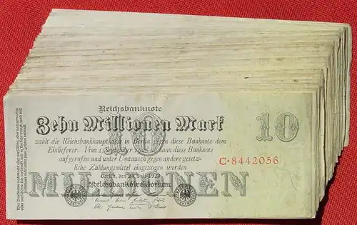 () 57 Banknoten zu je 10 Millionen Reichsmark, Berlin 1923. Ro. 95. Deutsches Reich. Geldscheine # nlvnoten