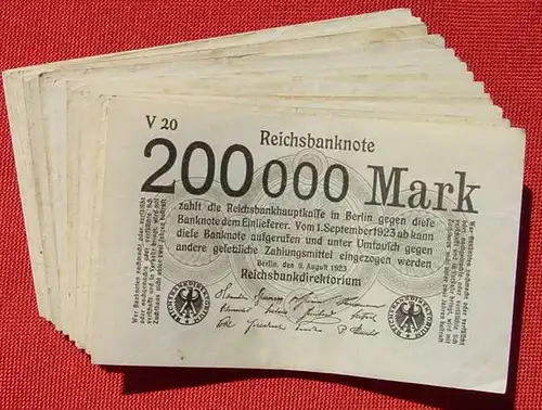 () 30 Banknoten zu je 200.000 Reichsmark, Berlin 1923. Ro. 99. Deutsches Reich. Geldscheine # nlvnoten