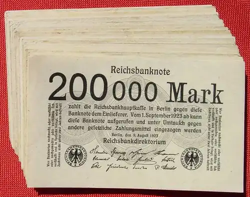 () 50 Banknoten zu je 200.000 Reichsmark, Berlin 1923. Ro. 99. Deutsches Reich. Geldscheine # nlvnoten