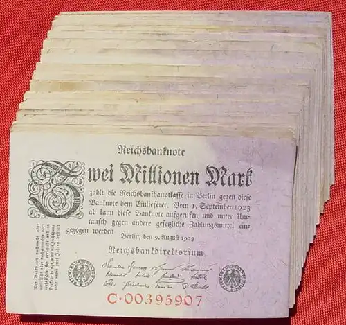 () 36 Banknoten zu je 2 Million Reichsmark, Berlin 1923. Ro. 102. Deutsches Reich. Geldscheine # nlvnoten