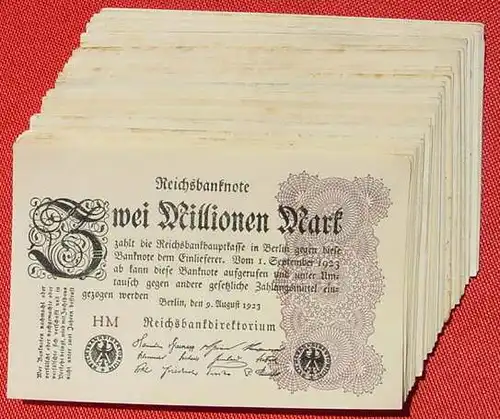 () 36 Banknoten zu je 2 Million Reichsmark, Berlin 1923. Ro. 103. Deutsches Reich. Geldscheine # nlvnoten