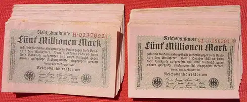 (1042282) 42 Banknoten zu je 5 Million Reichsmark, Berlin 1923. Ro. 104. Deutsches Reich. Geldscheine # nlvnoten